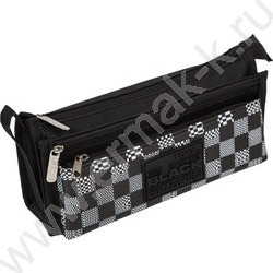 Пенал-прямоугольный 21*10*7,5см "TOTAL BLACK", молния, текстильный с искусственной кожей | Фото 1