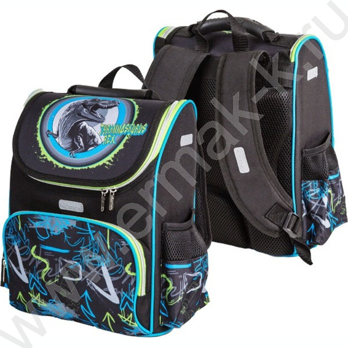 Ранец жесткий Lite. T-Rex Dino, 34*27*20см, эргон. вентил. спинка, светоотр. вставки, уплот.лямк | Фото 1