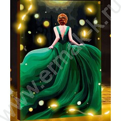 Набор д/раскрашивания Картина по номерам 40*30см подрамник "Платье" с гирляндой | Фото 1