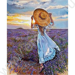 Мозаика алмазная Девушка в лаванде /30*40см с подрамником,с полным заполн | Фото 1