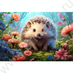Мозаика алмазная Милый ёжик /30*40см с подрамником,с полным заполн | Фото 1