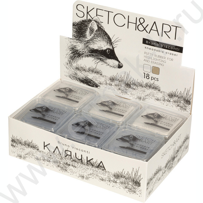 Ластик Клячка Sketch&Art белый/серый в пластиковой коробочке | Фото 8