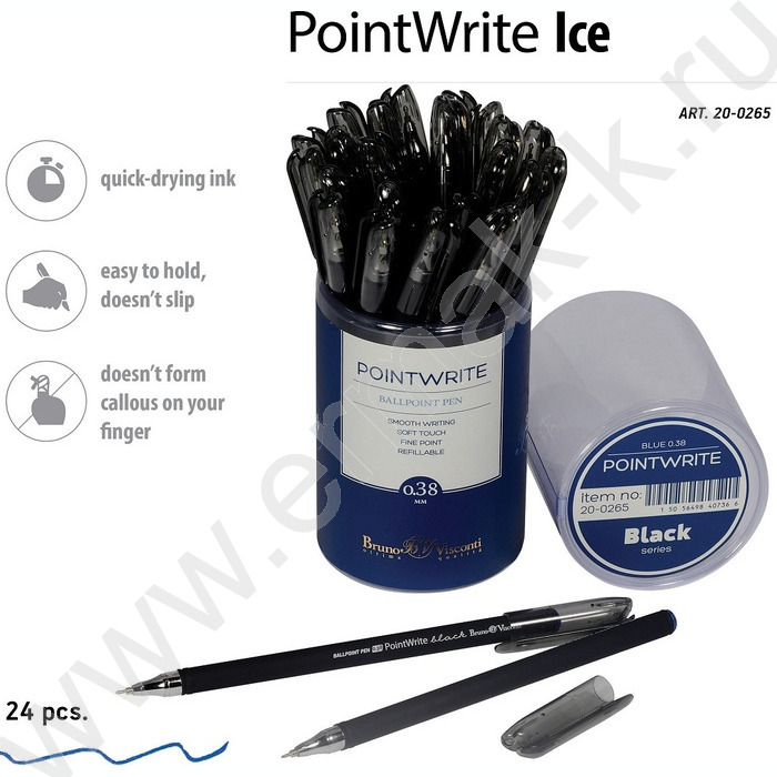 Ручка шар PointWrite Black синяя 0,38мм | Фото 3