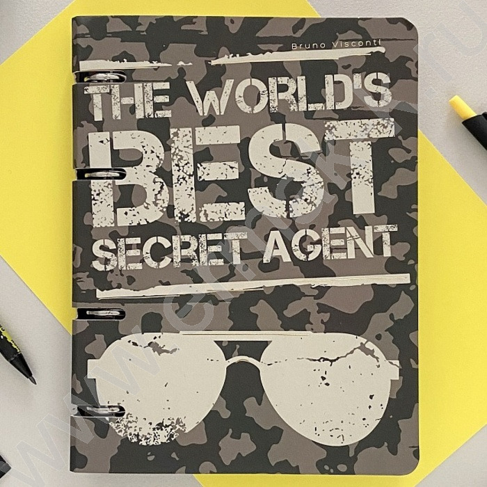 Тетрадь  80л линейка/кольца "Sesret agent" сменный блок /матовая ламинация Soft Touch, фольга | Фото 4