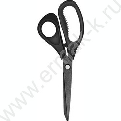 Ножницы 19см "TOTAL BLACK" черные прорезин. кольца с лепестками, 3D лезвия, тефлоновое покрытие | Фото 1