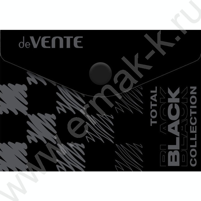 Папка-конверт на кнопке А7 10,5*7,4см "TOTAL BLACK" непрозр. черная с дизайом, 180мкм /ассорти | Фото 1