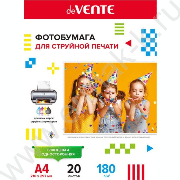Бумага А4 "deVENTE" 180г/мкв  20л глянцевая одностор. | Фото 1