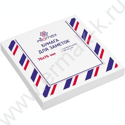 Бумага д/записей  76*76мм /100л, 75г/м², белая с липким краем | Фото 1