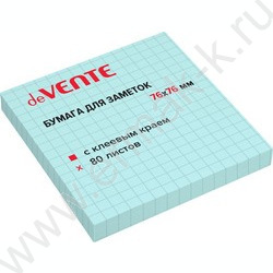 Бумага д/записей  76*76мм /100л, 75г/м², голубая в клетку с липким краем | Фото 1