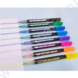 Маркер контурный /набор  8цв/ "Outliner" круглый корпус, пулевидный наконечник, ширина линии 2мм | Фото 1