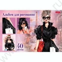 Альбом д/рисования 40л "Стильные красотки" /тиснение/ 5видов | Фото 1