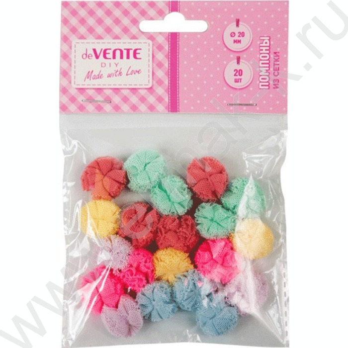Помпоны d-20мм 20шт, цвет ассорти, европодвес | Фото 1