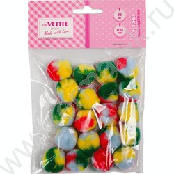 Помпоны d-25мм 20шт, градиент из 4 цветов, европодвес | Фото 1