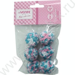 Помпоны d-30мм  6шт, сиренево-голубые, европодвес | Фото 1