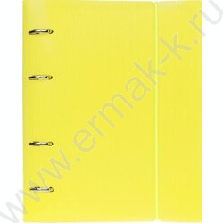 Тетрадь 120л клетка/кольца/пластик.обл./резинка "LINE  NEON Желтая" | Фото 1