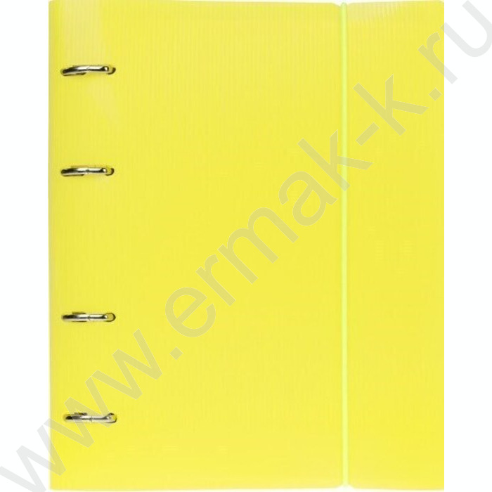 Тетрадь 120л клетка/кольца/пластик.обл./резинка "LINE  NEON Желтая" | Фото 1