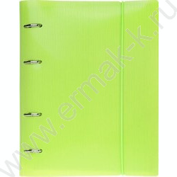 Тетрадь 120л клетка/кольца/пластик.обл./резинка "LINE  NEON Зеленая" | Фото 1