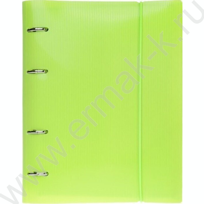 Тетрадь 120л клетка/кольца/пластик.обл./резинка "LINE  NEON Зеленая" | Фото 1