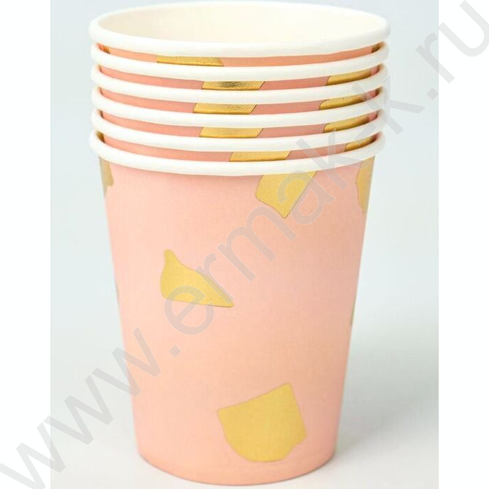 Стаканы бумажные 250мл/6шт Брызги золота | Фото 2