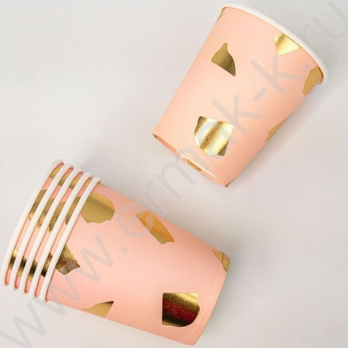 Стаканы бумажные 250мл/6шт Брызги золота | Фото 3