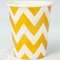 Стаканы бумажные 250мл/6шт Зигзаг золото | Фото 1