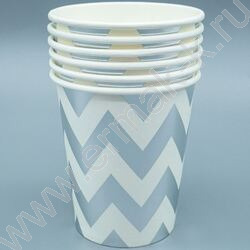 Стаканы бумажные 250мл/6шт Зигзаг серебро | Фото 2