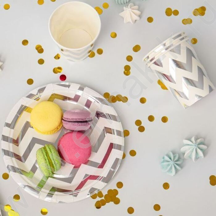 Стаканы бумажные 250мл/6шт Зигзаг серебро | Фото 3