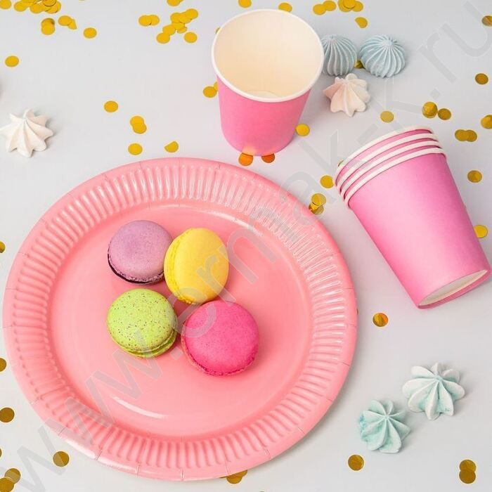 Стаканы бумажные 250мл/6шт Пастель розовый | Фото 3