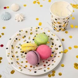 Тарелка бумажная 18см/6шт Конфетти | Фото 2