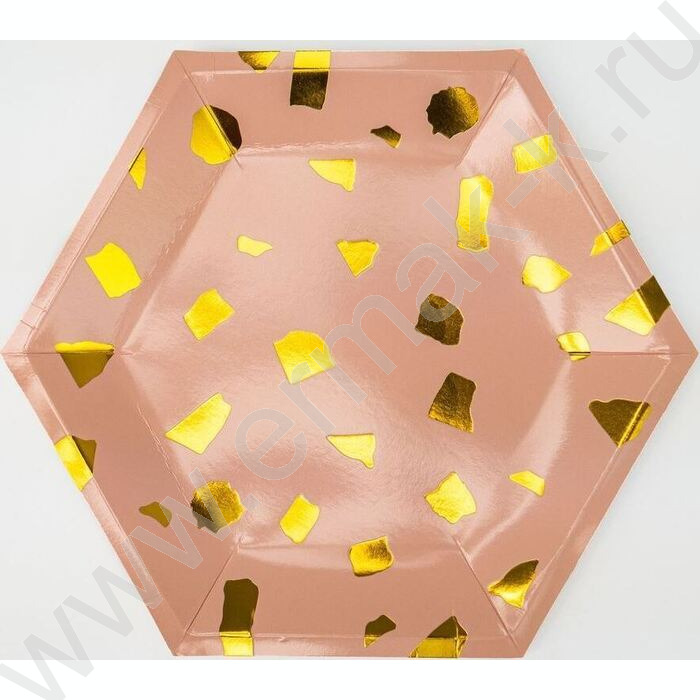 Тарелка бумажная 23см/6шт Брызги золота | Фото 1