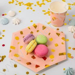 Тарелка бумажная 23см/6шт Брызги золота | Фото 2