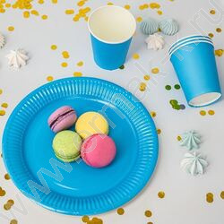 Тарелка бумажная 23см/6шт Пастель голубой | Фото 2