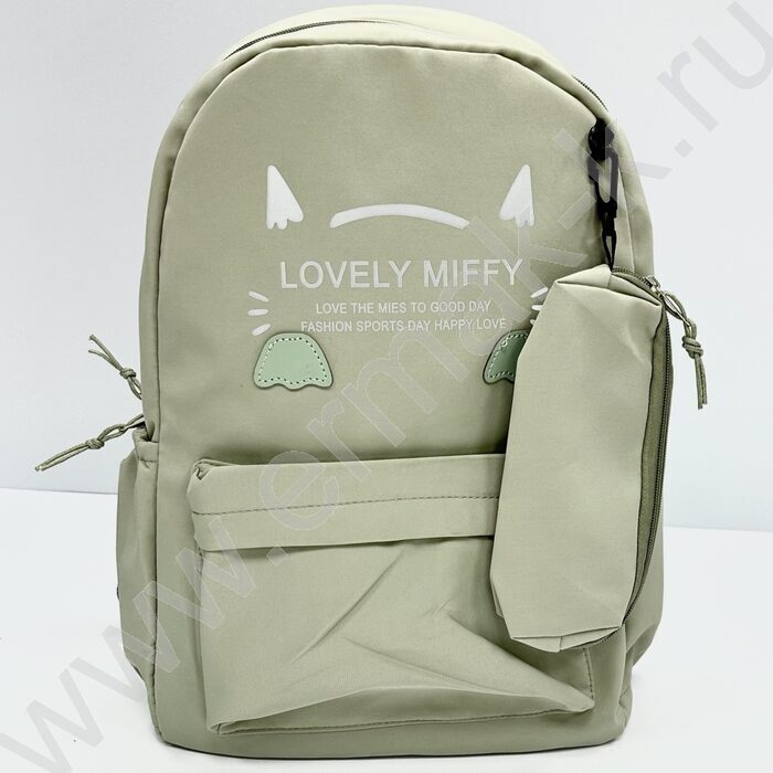 Рюкзак 43*30*13 "Lovely miffy" /1отд. 1 карман, пенал /оливковый | Фото 1