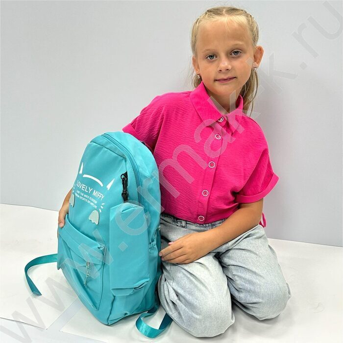 Рюкзак 43*30*13 "Lovely miffy" /1отд. 1 карман, пенал /бирюзовый | Фото 4