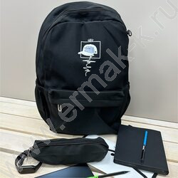 Рюкзак 43*30*13  /1отд. 1 карман, пенал /черный | Фото 4