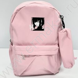 Рюкзак 43*30*13  "Аниме" /1отд. 1 карман, пенал /розовый - пудровый | Фото 1