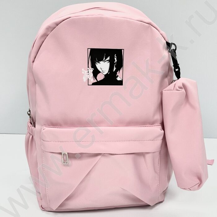 Рюкзак 43*30*13  "Аниме" /1отд. 1 карман, пенал /розовый - пудровый | Фото 1