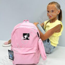 Рюкзак 43*30*13  "Аниме" /1отд. 1 карман, пенал /розовый - пудровый | Фото 4