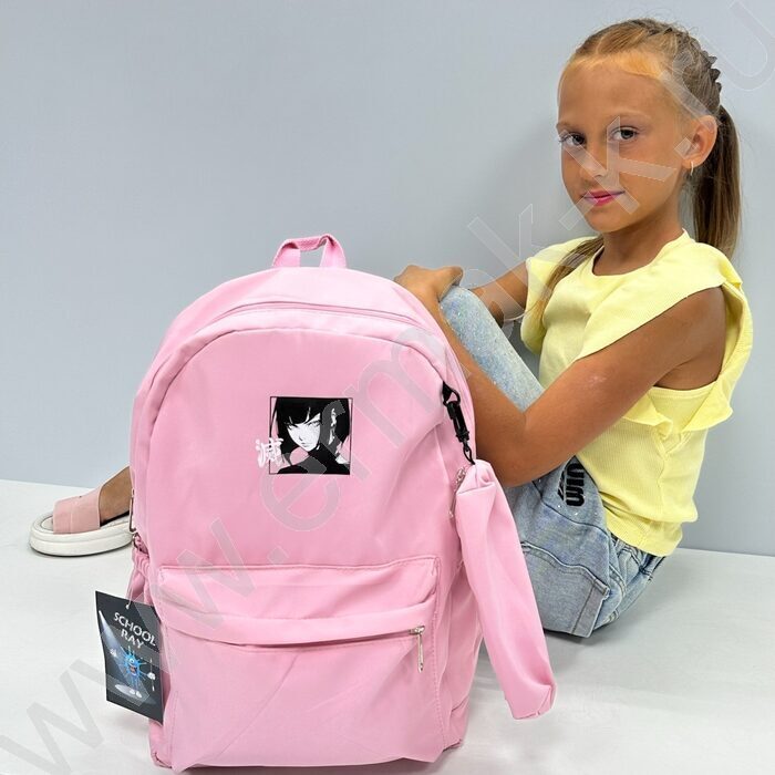 Рюкзак 43*30*13  "Аниме" /1отд. 1 карман, пенал /розовый - пудровый | Фото 4