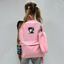Рюкзак 43*30*13  "Аниме" /1отд. 1 карман, пенал /розовый - пудровый | Фото 6