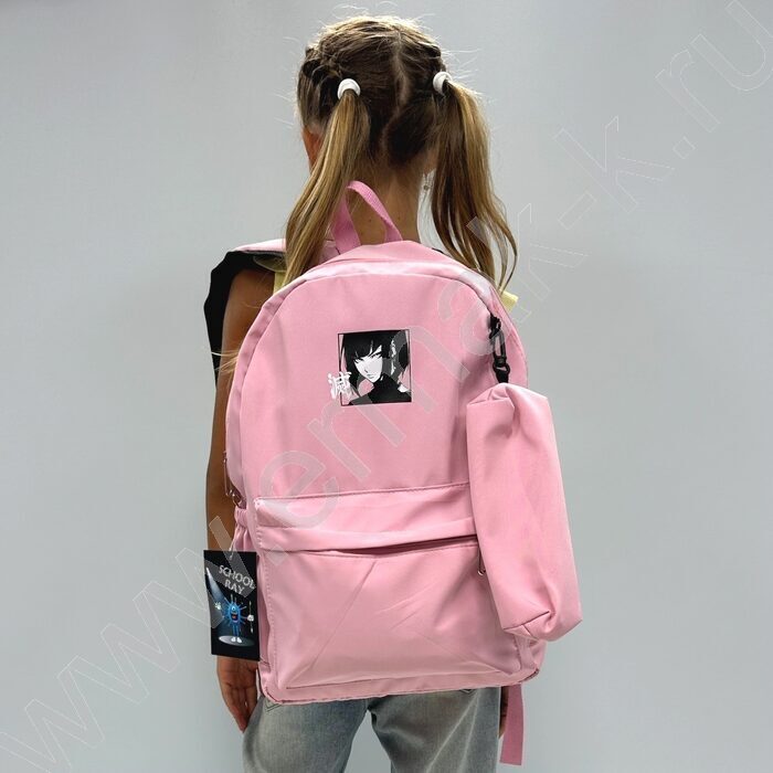 Рюкзак 43*30*13  "Аниме" /1отд. 1 карман, пенал /розовый - пудровый | Фото 6