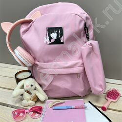 Рюкзак 43*30*13  "Аниме" /1отд. 1 карман, пенал /розовый - пудровый | Фото 7