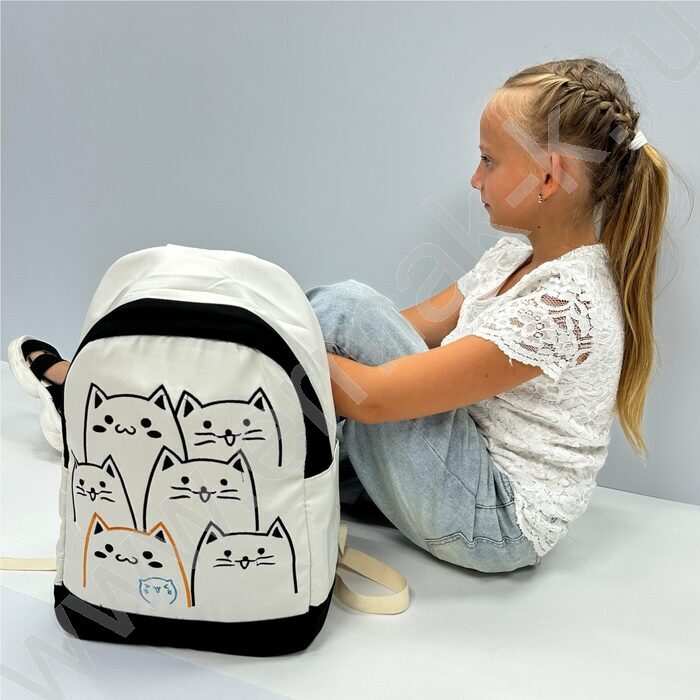 Рюкзак 43*30*13  "Коты" /1отд. /черный | Фото 4