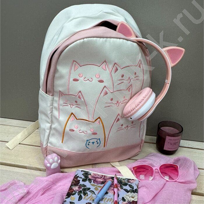 Рюкзак 43*30*13  "Коты" /1отд. /розовый | Фото 7