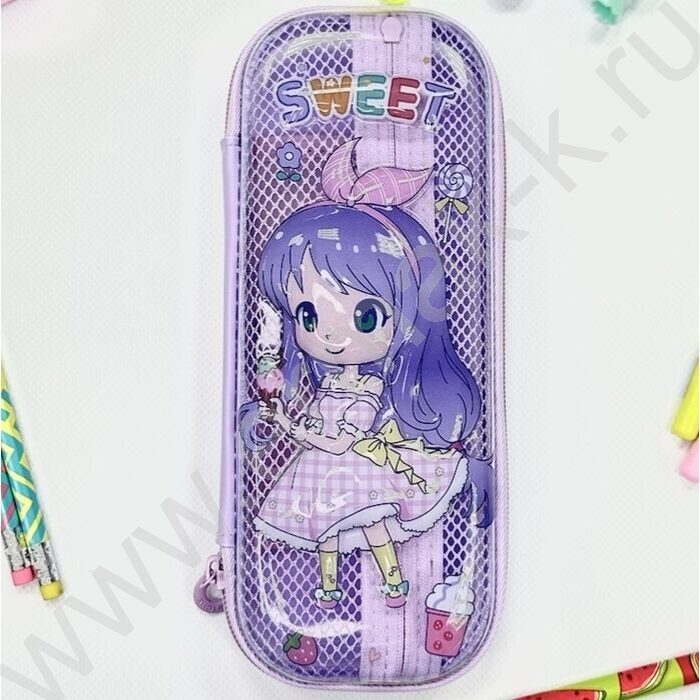 Пенал б/наполн. 1молния "Sweet" 3D /ткань PVC /ассорти | Фото 1