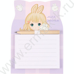 Блок д/записей с карандашом на магнитном креплении 14*10см 40л "Зайка" | Фото 1