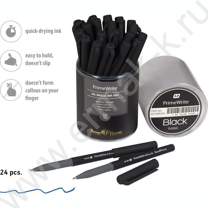 Ручка шар на масл.основе 1,0мм синяя PrimeWrite. Basic. Black | Фото 4