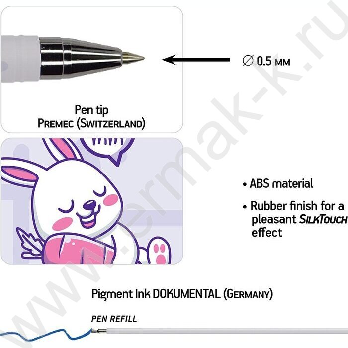 Ручка шар HappyWrite.KAWAII ANIMALS.Зайчик 0,5мм | Фото 4