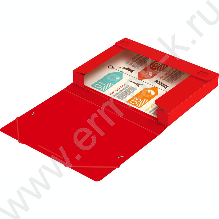 Папка-короб на резинках 40мм 0,7мм /красный | Фото 3