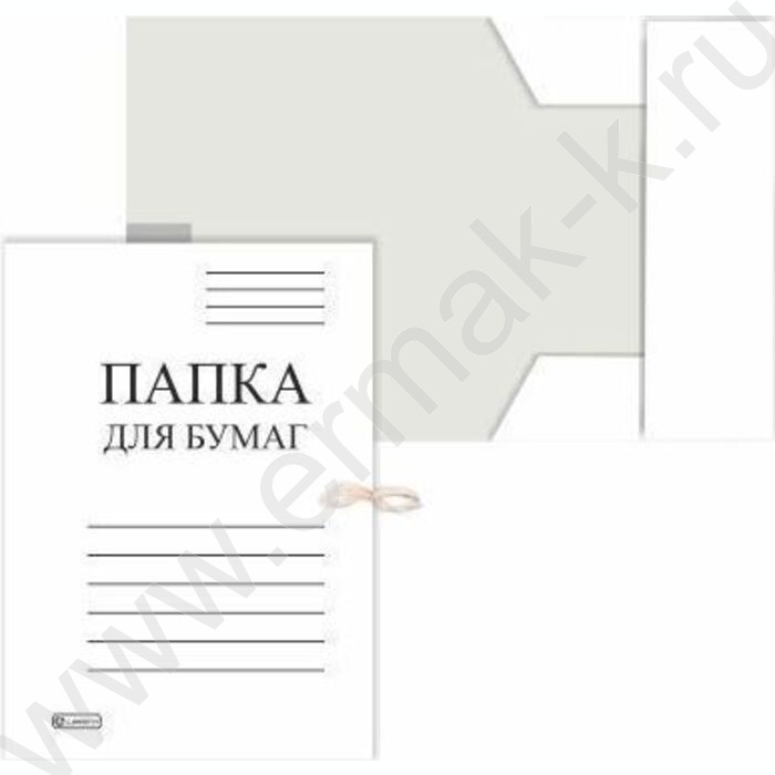 Папка д/бумаг на завязках белая A4 400г/м² мелованная | Фото 1